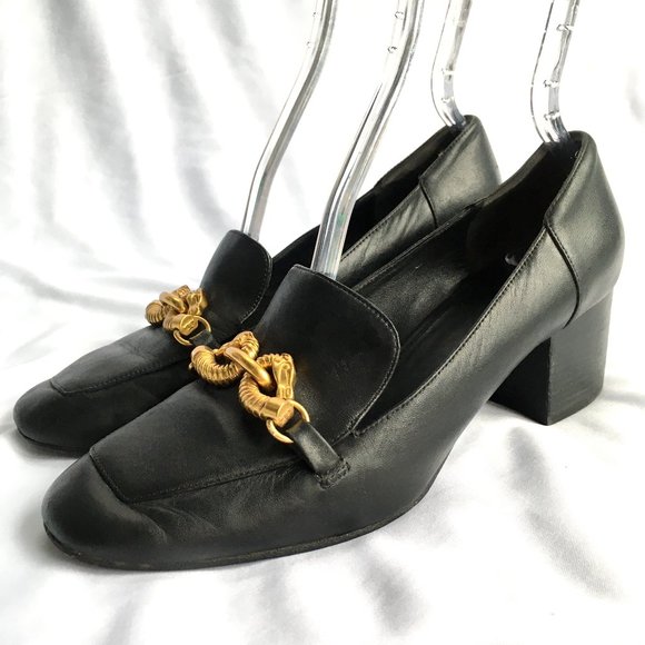 Tory Burch Jessa loafer gold horsebit block heel 9 - Picture 2 of 14